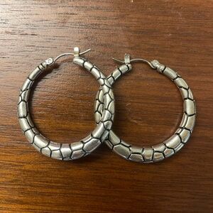 Sterling Silver Textured Hoop Earrings